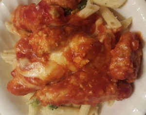 Broccoli chicken tender pasta